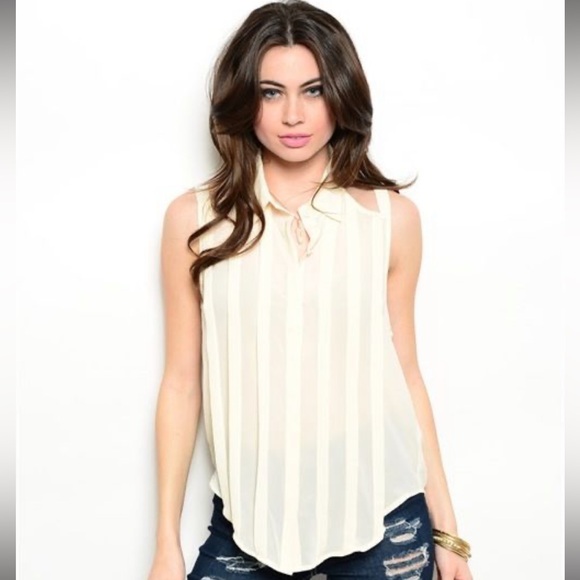 Peach chiffon high low cut out back top - Picture 3 of 10